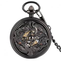 N/Ａ Steampunk Vintage Schwarz Hohl Kran Mechanische Taschenuhr Männer Elegante Retro Handaufzug Maschinen Antike Kette Uhr Geschenk Hochzeitstag Vatertag Weihnachten Geburtstagsgeschenk von N/Ａ