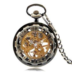 N/Ａ Vintage Taschenuhr mit Taschenkette Open Face Design Mechanische Taschenuhr Exquisite Taschenuhr Geschenke für Männer Hochzeitstag Vatertag Weihnachten Geburtstagsgeschenk von N/Ａ