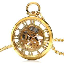 N/Ａ Vintage Taschenuhr mit Taschenkette Open Face Design Mechanische Taschenuhr Exquisite Taschenuhr Geschenke für Männer Hochzeitstag Vatertag Weihnachten Geburtstagsgeschenk von N/Ａ