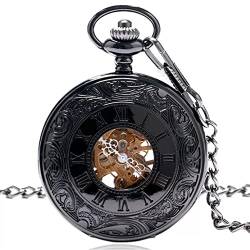 N/Ａ Vintage römische Ziffern Steampunk mechanische Taschenuhr Kette Halskette Handaufzug Uhr Antike Geschenke Box Sets für Männer Frauen Hochzeitstag Vatertag Weihnachten Geburtstagsgeschenk von N/Ａ