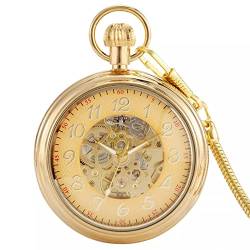 Royal Golden Automatische Mechanische Taschenuhr Männer Ohne Abdeckung Skeleton Ziffern Zifferblatt Langlebig Schlangenkette Anhänger Geschenke Hochzeitstag Vatertag Weihnachten Geburtstagsgeschenk von N/Ａ