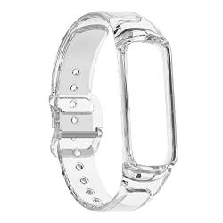 Sport Uhrenarmband kompatibel für Samsung Galaxy Fit 2 SM-R220, Weiches TPU Armband, Integriertes Uhrenarmband Ersatzzubehör (Transparent weiß) von N//B