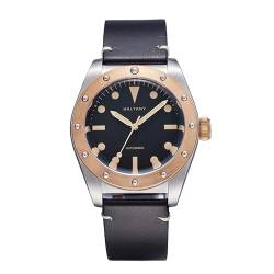 Baltany Design Retro Herren Armbanduhr Super leuchtende Edelstahlgehäuse Uhr Luxus Bronze Herren Armbanduhren (Black), S204030 von N\C