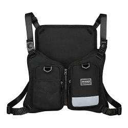 Brusttasche Hip Hop Verstellbare Crossbody-Tasche mit reflektierenden für Männer und Frauen, Fitness, Wandern, Radfahren, Camping, Klettern, Laufen Gr. One size, Schwarz von N\C