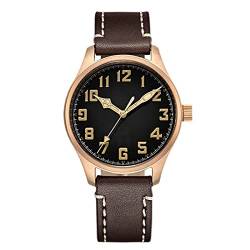 NC Baltany Automatic Mechanical Men Bronze Fliegeruhren Saphirglas NH35 Armbanduhr (Black) von N\C