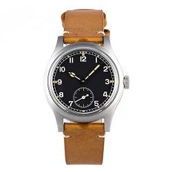 NC Baltany Dirty Dozen Watch Men D12 36MM Sea Gull ST1701 Movement Automatic BGW9 Luminous Vintage Military Armbanduhren (Brown Leather Black no Logo) von N\C