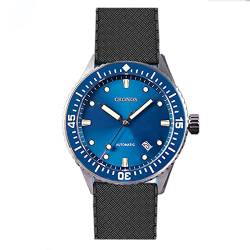 NC Cronos Retro Business Herrenuhren Saphirglas C3 Leuchtend 20ATM NH35 Edelstahl Automatische Mechanische Uhr für Herren (Blue) von N\C