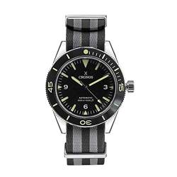 NC Cronos Sea Master 300 Diver Herrenuhr Sandwich Dial Automatik NH35 200M wasserdichtes Metallband Uhren (Nylon Strap Black) von N\C