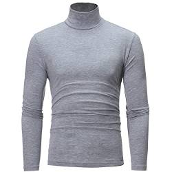 NC Herren Rollkragen-Shirts Layer Slim Rollkragen Langarm Tops Casual Slim Tops Pullover T-Shirt Grau M von N\C