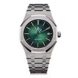 NC Mode Klassische automatische mechanische Herrenuhren Saphirglas PT5000 Mov't Edelstahl Kleid Armbanduhr für Herren (Green) von N\C