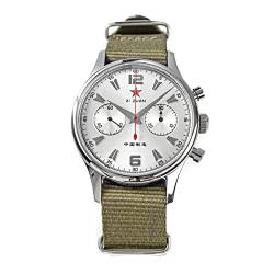 NC ST1901 Chronographenwerk 1963 Fliegeruhren Saphirglas Mechanische Armbanduhren Echtes Lederband Vintage-Uhr (Color 1) von N\C