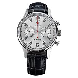 NC ST1901 Chronographenwerk 1963 Fliegeruhren Saphirglas Mechanische Armbanduhren Echtes Lederband Vintage-Uhr (Color 3) von N\C