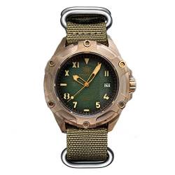 NC STEELDIVE SD1943S 45 mm Massive Bronze Vintage Diver Herrenuhren Saphirglas NH35 automatische mechanische Uhr 100 Bar leuchtendes Kautschukband Armbanduhr (Nylon Strap) von N\C