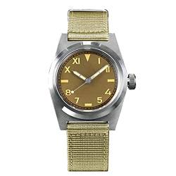 NC San Martin 38mm SN031G Retro-Militäruhren Saphirglas 200M wasserdichte automatische Edelstahl-Taucher-Armbanduhr für Männer (Yellow) von N\C