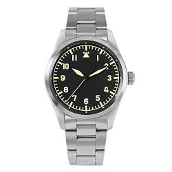 NC San Martin 39mm Pilot Military Herrenuhr Saphirglas Mode Einfacher Stil YN55A Automatische Mechanische Uhren 20 Bar Wasserdicht Leuchtend (Color 2) von N\C