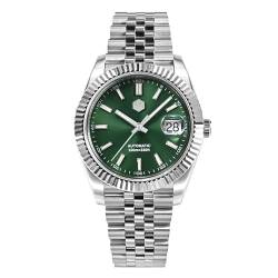 NC San Martin Date Just Men Watch Classic Luxury Dress Armbanduhren Automatic Mechanical Saphirglas 10Bar Jubilee Bracelet Watches (Green) von N\C