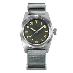 NC San Martin SN031G2 NH35 Vintage Military Enthusiasten Pilot Herrenuhren Saphirglas EIN Nylonband automatische mechanische Edelstahl Herrenuhr (Gray) von N\C