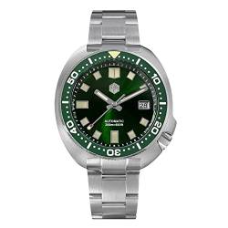 NC San Martin Upgrade Turtle 6105 Luxus Herren Taucheruhren Saphirglas NH35 Automatische mechanische Edelstahl Armbanduhr für Herren (Green) von N\C