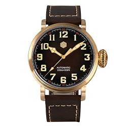 San Martin SN095 CuSn8 Bronze Flieger Herrenuhren YN55A Automatische Mechanische Vintage Military Simple Style Saphirglas wasserdichte 10Bar Armbanduhr (with Logo), SN095G von N\C