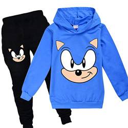Sonic Hoodie und Hose Sportbekleidung Jungen Trainingsanzug Mädchen Niedlich Cartoon Prints The Hedgehog Kostüm Pullover, blau2, von N/F
