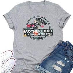 N/G Damen Motherhood is A Walk in The Park Funny Print Rundhals Kurzarm Graphic T-Shirt, Hellgrau., M von N/G