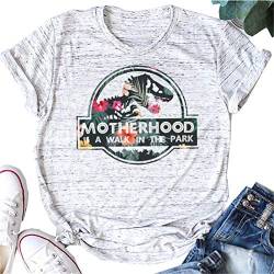 N/G Damen Motherhood is A Walk in The Park Funny Print Rundhals Kurzarm Graphic T-Shirt, Steingrau., M von N/G