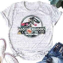 N/G Damen Motherhood is A Walk in The Park Funny Print Rundhals Kurzarm Graphic T-Shirt, Steingrau., Small von N/G