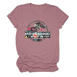 N/G Damen Motherhood is A Walk in The Park Funny Print Rundhals Kurzarm Graphic T-Shirt, rosig, M von N/G