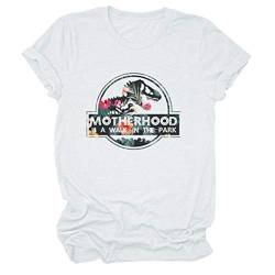 N/G Damen Motherhood is A Walk in The Park Funny Print Rundhals Kurzarm Graphic T-Shirt, weiß, Small von N/G