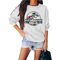 N/G Damen Motherhood is A Walk in The Park Funny Print Rundhals Langarm Graphic Sweatshirt Gr. 36, weiß von N/G