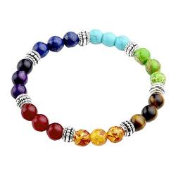 N/K Chakra Perlen Armbänder, Chakren 8mm Lava Stein Armreif Öl Diffusor Aromatherapie Yoga Perlen Armbänder für Männer Frauen Kinder Stilvoll und beliebt von N/K