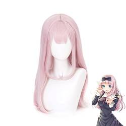 Anime Kaguya-sama: Love Is War Fujiwara Chika Cosplay Perücke 55cm Lang Rosa Halloween Party Perücken für Frauen und Mädchen von N\P