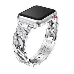 CiTYCASE Armband kompatibel mit Apple Watch 38mm 40mm 41mm, Damen Ersatz Edelstahl Armbänder Kompatibel mit iWatch Armband Series 7 6 5 4 3 2 1 SE, 38mm/40mm/41mm, Glitzer, Steine, Silber von N\P