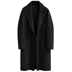Damen-Mantel für Herbst und Winter, lang, mit seitlichem Abschnitt, lockerer Mantel, Schwarz , 54 von N\P
