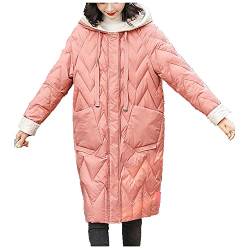 Daunenjacke weiblich lang, knie, dünne lose Jacke, rose, 36 von N\P