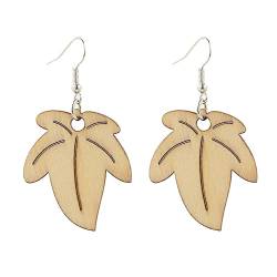 Fajewellery Holzschmuck Ohrringe Damen Holzohrringe Hänger Blatt Holz Ohrhänger Schmuck von N\P