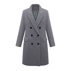 Große Größe Damen Herbst und Winter Mantel Lang Mantel Wollmantel, grau, 52 von N\P
