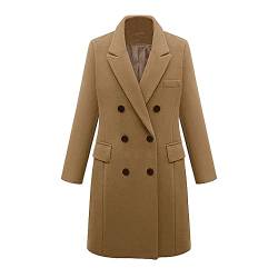 Große Größe Damen Herbst und Winter Mantel Lang Mantel Wollmantel, khaki, 52 von N\P