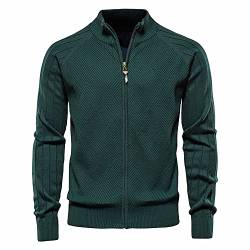 NP Herbst Herren Strickjacke Einfarbig Revers Jacquard Sweater Casual Sweater, grün, Medium von N\P