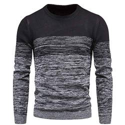 NP Herbst Herren Strickwaren Rundhals Bunt Pull-Over Pullover Männer Pullover Kontrastfarbe Gestrickt Gr. M, Schwarz von N\P