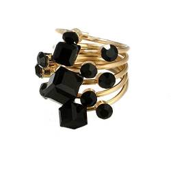 N/U Ring Damen Ring Hand Ornament mehrschichtig mehrschichtig wie schwarzer Kristall modisch beliebt Jubiläumsgeschenk kostengünstig und langlebig von N/U