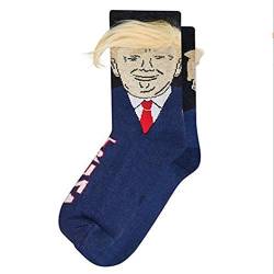 N / A 2 Paar Trump Cotton Socken Lustige bedruckte Socken Gelbe Perücke Ausgefallene Socken Zufällige Farbe von N / A