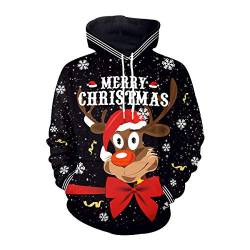 Ugly Christmas Hoodie , Pullover Xmas Jumper Ugly Lustige Weihnachtspullover Herren Damen Hässlicher Weihnachtspulli Weihnachts Sweatshirt Kapuzenpullover Weihnachten Rentier Hässliche M von N \ A