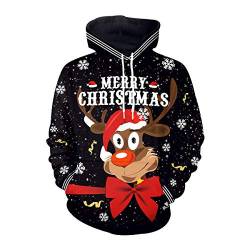 Ugly Christmas Hoodie , Pullover Xmas Jumper Ugly Lustige Weihnachtspullover Herren Damen Hässlicher Weihnachtspulli Weihnachts Sweatshirt Kapuzenpullover Weihnachten Rentier Hässliche XL von N \ A