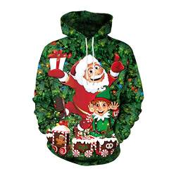 Ugly Christmas Hoodie Weihnacht Pullover Xmas Jumper Ugly Lustige Weihnachtspullover Herren Damen Hässlicher Weihnachtspulli Weihnachts Sweatshirt Kapuzenpullover Weihnachten Rentier Hässliche L von N \ A