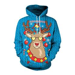 Ugly Christmas Hoodie Weihnacht Pullover Xmas Jumper Ugly Lustige Weihnachtspullover Herren Damen Hässlicher Weihnachtspulli Weihnachts Sweatshirt Kapuzenpullover Weihnachten Rentier Hässliche XL von N \ A