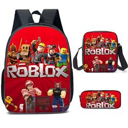 Jungen Roblox Rucksack mit Lunchbox & Federmäppchen, Mädchen Schüler Büchertasche Kinder Schulrucksack Laptop Rucksack Teens Spiel Reisetasche, Stil 9, 27*17*40 von N /A