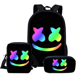 N /A Schulrucksack, 3 Stück, für Kinder, Federmäppchen, Schultertaschen, Jugendliche DJ-Musiktasche, modisch, praktisch, geeignet für Jugendliche und Studenten von N /A