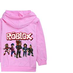 Roblox Jacke Jungen Reißverschluss Pullover Teen Hoodie Mädchen Langarm T-Shirt Baumwolle Herbst Sport Tops Laufbekleidung, Rosa (2), 146 von N /A