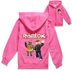 Roblox Jacke Jungen Reißverschluss Pullover Teen Hoodie Mädchen Langarm T-Shirt Baumwolle Herbst Sport Tops Laufbekleidung, Rose3, 146 von N /A